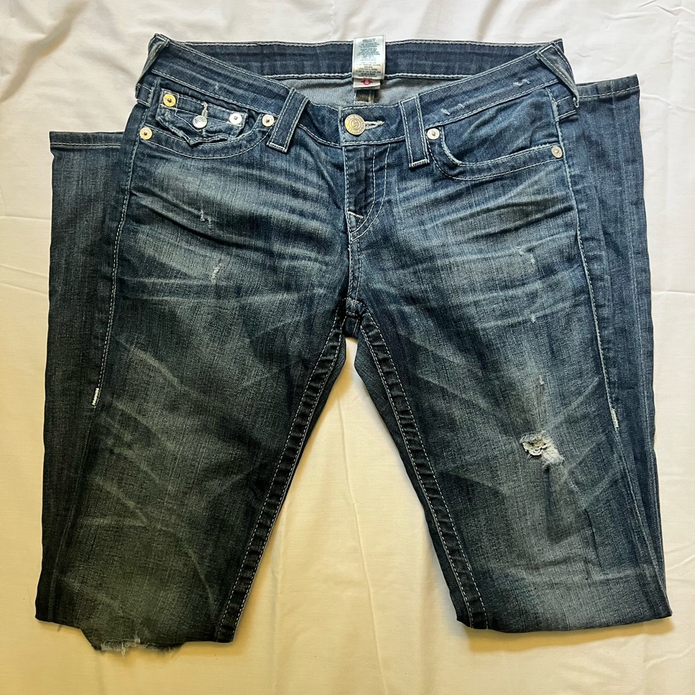 True Religion Brand Jeans Straight Distressed Jeans Size 29